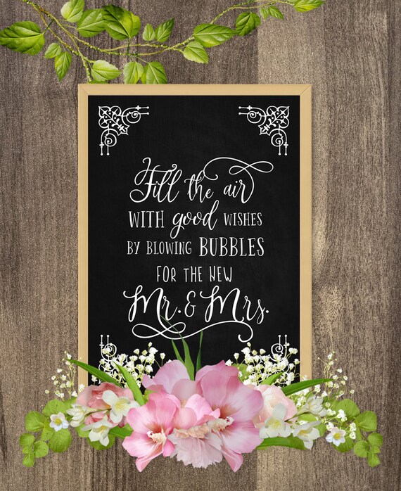 Blow bubbles wedding sign Bubble send off sign Wedding