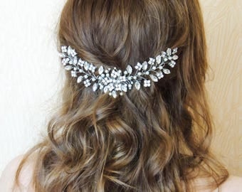 Bridal hairpiece Swarovski Bridal Headpiece Rhinestone hair piece Crystal Wedding Hair Accessories Bridal Adornment hair comb Leaf Hair Comb