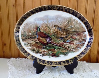 Vintage Serving Platter with Pheasants