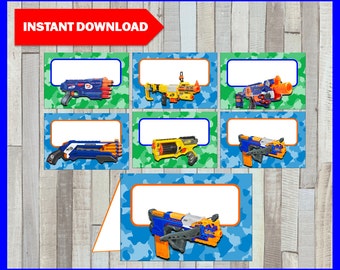 80% OFF SALE Printable Nerf Food labels instant download, Nerf party Food tent cards, Printable Nerf Tent cards