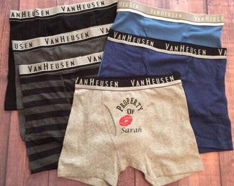 PERSONALIZED Boxers, Boyfriend Gift, Groom Gift, Mens birthday Gift, Gift for Him, Anniversary Gift, Husband Gift, PROPERTY of, Groom Boxers