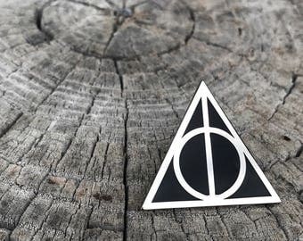 Deathly Hallows Enamel Lapel Pin 1.25" - Harry Potter - Silver and Black