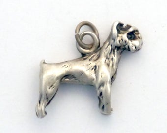 Vintage Schnauzer / Terrier Dog Charm in Sterling Silver