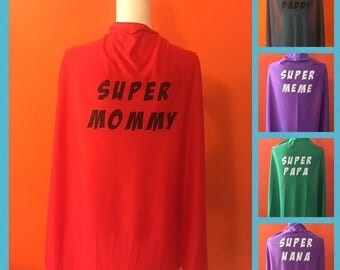 Adult and Youth Superhero Capes, Personalized, Names, Various Colors