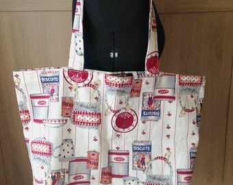 Cotton canvas shopper - kitchen print