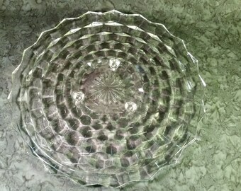 Fostoria American pattern clear glass three footed cake plate or serving platter