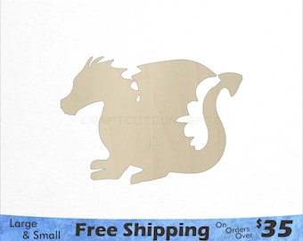 Cute Dragon Shape - Large & Small - Pick Size - Laser Cut Unfinished Wood Cutout Shapes (SO-0021)