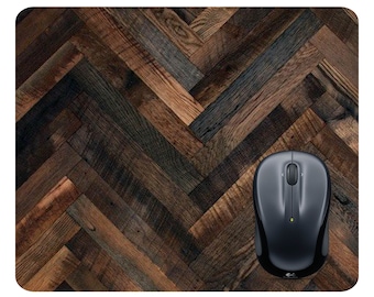 Reclaimed wood mouse pad Mousepad gift for him Chevron mouse pad Mouse pad for men Gift for men Custom mouse pad Wood print Chevron wood