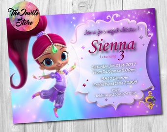 Shimmer and Shine Invitation, Shimmer and Shine Invite, Shimmer and Shine Party, Shimmer and Shine, Shimmer and Shine, Printable, AB-030