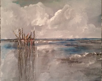 Acrylic painting by the sea