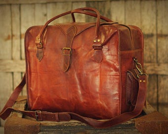 Cabin Travel Bag 20" / Brown Leather Bag / Leather Retro Messenger / Hip Bag / Shoulder Bag / Carry Bag / Travel Bag