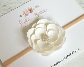 Baby Headband, Flower Headband, White Flower, Baby Headband, Hair Accessories, Newborn Headband, Infant Headbands, Baby Girl Headbands