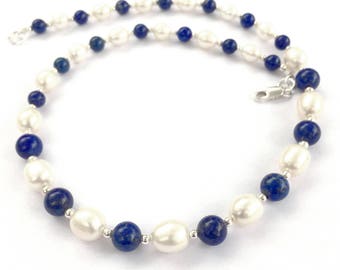 Lapis Lazuli Freshwater Pearl Necklace
