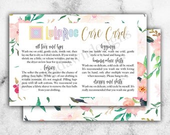 LuLaRoe Care Card // LLR Care Card // LuLaRoe Fabric Card // LLR Fabric Card // LuLaRoe Info Card // Floral Card // LLR // 20% off!