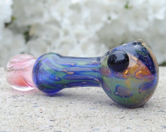 Heavy Honeycomb Dichroic Glass Pipe KS27 - 4.5" Glass Art Spoon, Smoking Bowl 27