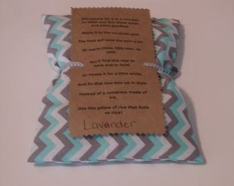 Gray and Blue Chevron Heat pack, rice bag, cold pack. therapy bag, Lavender heat pack, Rice therapy bag, hot and cold therapy pack, hot pad