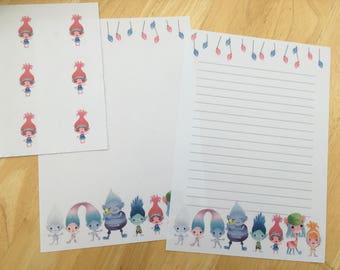 Trolls letter writing paper and emvelope seals set