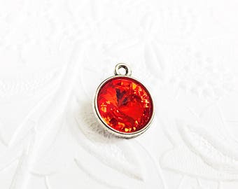 2 Birthstone Charms, July Birthstone Charm, Red Birthstone, 21mm x 17mm, CRGL006