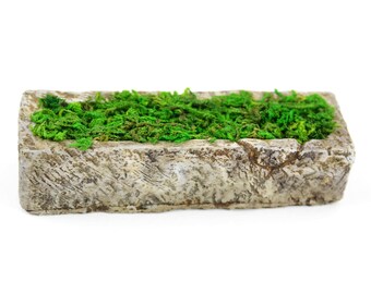 Hedge Stone with Moss 3" x .75" x .75 - Resin - Miniature Dollhouse Fairy Garden