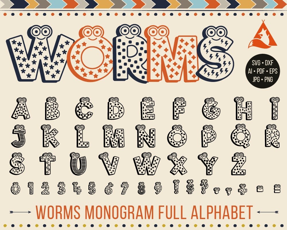 Worms Font Svg Worms Monograms Svg Worms Letters Svg