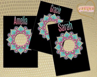 Mandala Clothing Rack Price Hanging Dividers, Clothing Name Style Divider for Clothes Racks, Hanger Tags , White Flowers