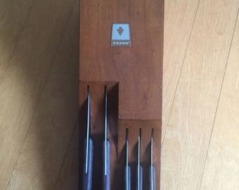 Flint Vintage Knives and display holders.