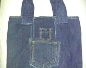 Upcycled denim tote, market bag, carry-all,beach bag, purse