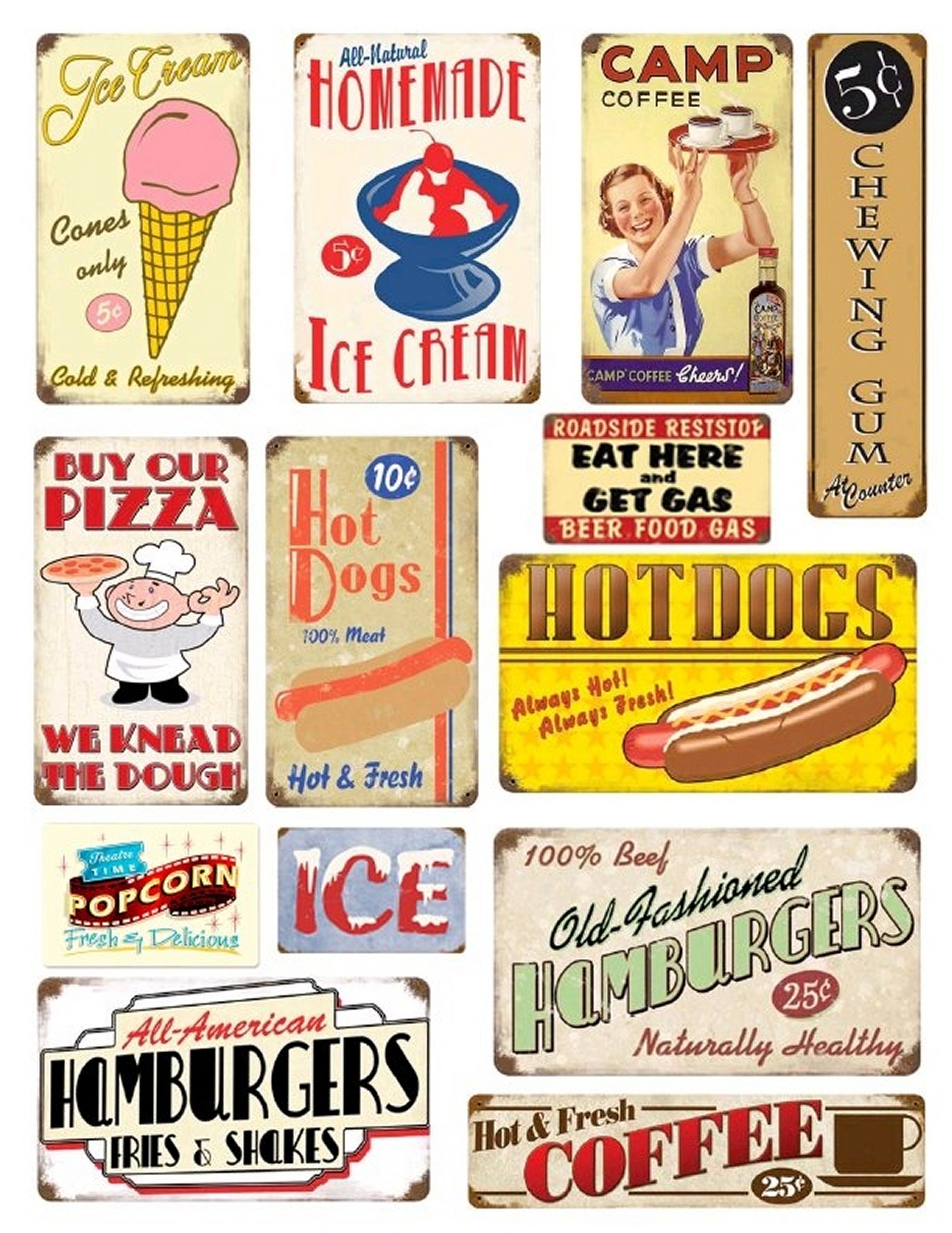 Retro 1950s Signs 2 Digital Collage Sheets Instant