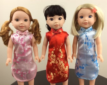 14.5" Inch Doll Chinese Dress Fits like Wellie Wishers Doll Clothes