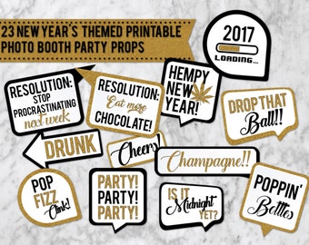 23 New Years Eve Printable Party Photo Booth Props - INSTANT DOWNLOAD