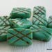 Opaque Turquoise Picasso Czech Glass Bead Rectangle 13x9mm - 10 pack (G - 329)