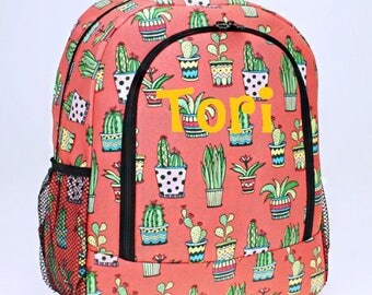 Personalized Backpack - Personalized Cactus Backpack - Monogrammed Backpack - Backpack Diaper Bag - Large Backpack - Girl Backpack