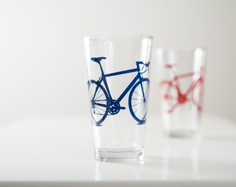 Bike Pint Glasses Pint Screen Printed Bicycle Glassware