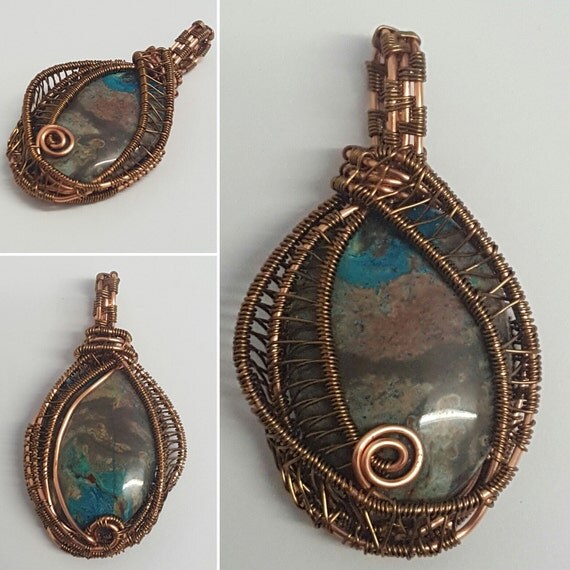 Items similar to reversible jasper and antique bronze, copper wire ...