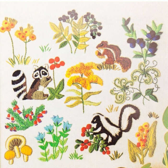 Vintage Erica Wilson Crewel Embroidery Kit Woodland Flowers & Animals