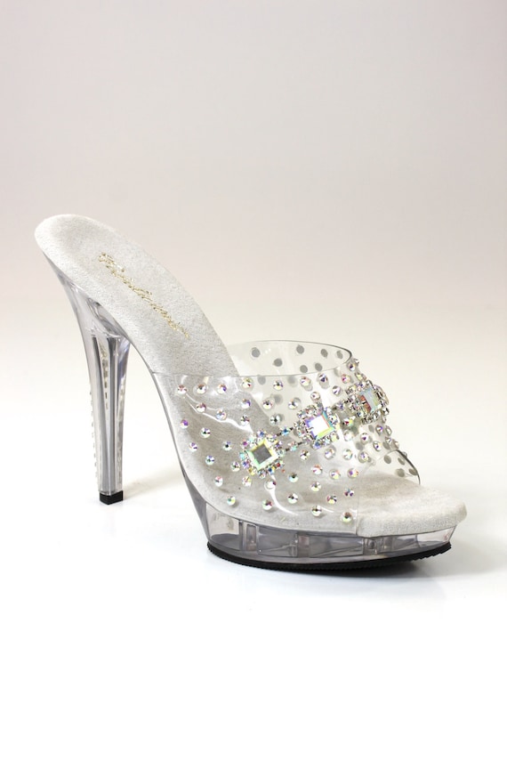 Cascading Rhinestone Heels / Bikini Figure Competition Shoes
