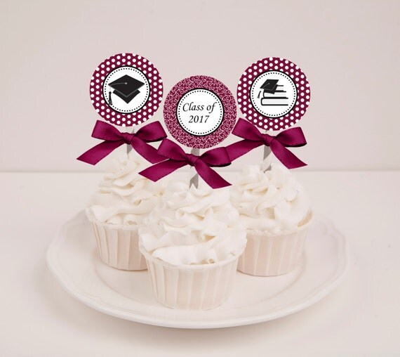 items similar to printable maroon graduation cupcake