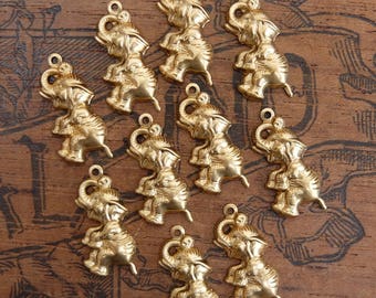 Vintage Brass Stampings Elephant Animal Charm