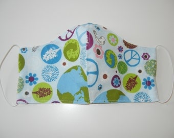 Fabric Surgical Face Mask in Peaceful Planet