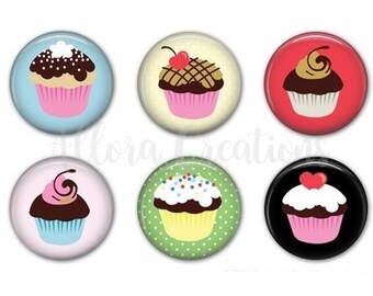 Cupcake Magnets, Fridge Magnets, Magnet Set, M020