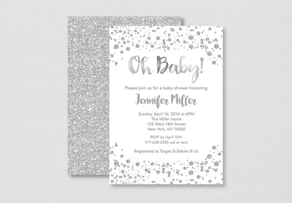 White And Silver Baby Shower Invitations 10