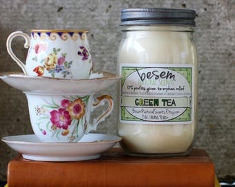 Green Tea Soy Candle // pure essential oil blend, orange, ylang ylang, rosewood scented soy candle