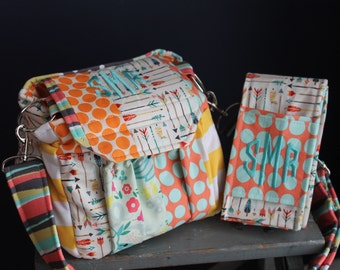 Patchwork Padded Camera Bag and Strap Cover Set by Watermelon Wishes