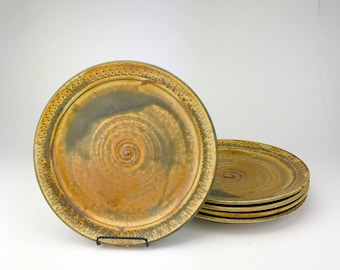 Dinner Plates - Handmade Stoneware Pottery Clay - Set of 5 Dinner Plates - Awesome Plates Set - 10.5"x1.25" - Ready to Ship Now - BA-DP-1