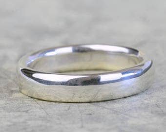 Chunky silver ring, thick oval sterling silver band, polished silver wedding band, unisex ring, simple jewellery, everyday style ring