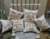 4-Ever Valentine Mini Collection 1-Primitive Stitchery  E-PATTERN by Primitive Stitches-Instant Download