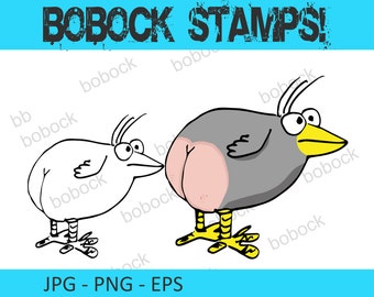 Arschvogel Digi Stamp Digitaler Stempel 6 Versionen Vektorgrafik Scrapbook JPG PNG EPS