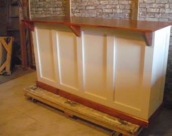 Antique white & antique long leaf pine store counter- kitchen island