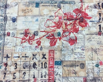 Tim Holtz Fabric by the Yard - Correspondence - Special Delivery in Neutral - Quilter's Cotton