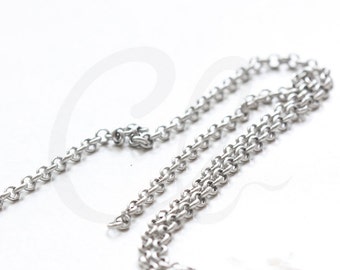 3 Feet Matte Rhodium Plated Chains-Rolo 3mm (420c04)